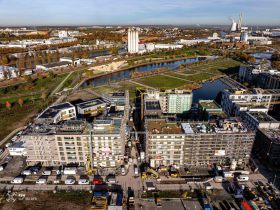 Neckarbogen, Neckarbogen Heilbronn, Luftbild Neckarbogen, Luftbild Heilbronn, Karlssee, Floßhafen, Stadtquartier Heilbronn