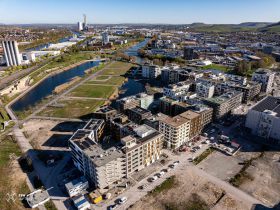 Neckarbogen, Heilbronn Neckarbogen, Karlssee, Floßhafen, Paula-Fuchs-Allee, Josef-Schwarz-Schule