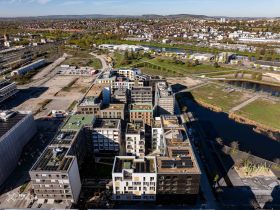 Neckarbogen, Heilbronn Neckarbogen, Karlssee, Floßhafen, Paula-Fuchs-Allee, Josef-Schwarz-Schule
