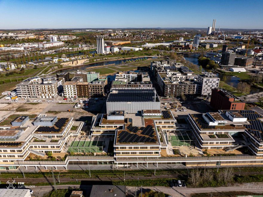 Neckarbogen, Heilbronn Neckarbogen, Karlssee, Floßhafen, Paula-Fuchs-Allee, Josef-Schwarz-Schule