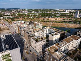 Neckarbogen, Heilbronn Neckarbogen, Heilbronn, Floßhafen, Karlssee, Josef-Schwarz-Schule